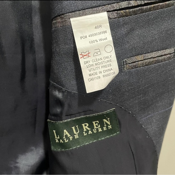 Ralph Lauren Blue Windowpane Plaid 100% Wool Sport Coat Blazer 40R READ - Picture 5 of 14